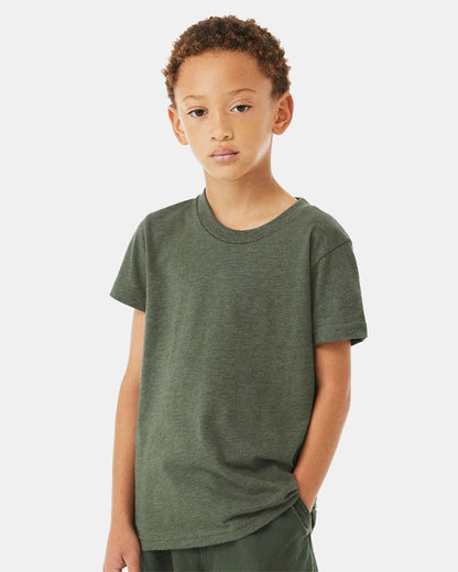 BELLA + CANVAS Youth CVC Jersey Tee 3001YCVC #colormdl_Heather Military Green