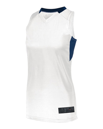 Augusta Sportswear Women's Step-Back Basketball Jersey 1732 #color_White/ Navy