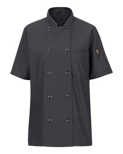 Chef Designs Women's Mimix™ Short Sleeve Chef Coat with OilBlok 045X #color_Charcoal