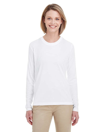 UltraClub Women's Cool & Dry Performance Long Sleeve Top 8622W #colormdl_White