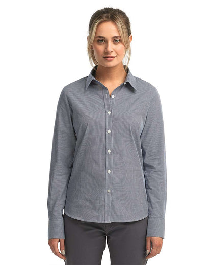 Artisan Collection by Reprime Women's Microcheck Gingham Cotton Shirt RP320 #colormdl_Navy/ White