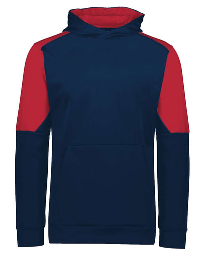 Holloway Youth Blue Chip Hooded Sweatshirt 222640 #color_Navy/ Scarlet
