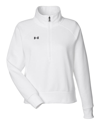 Under Armour Women's Rival Fleece Quarter-Zip Pullover 1379492 #color_White/ Black