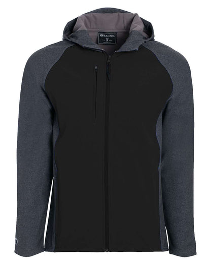 Holloway Men's Raider Hooded Soft Shell Jacket 229157 #color_Carbon Print/ Black