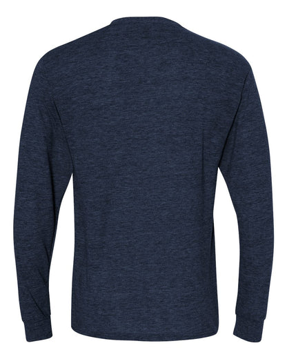 JERZEES Men's Dri-Power® Long Sleeve 50/50 T-Shirt 29LSR #color_Vintage Heather Navy