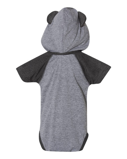Rabbit Skins Infant Fine Jersey Raglan Bodysuit with Hood & Ears 4417 #color_Granite Heather/ Vintage Smoke