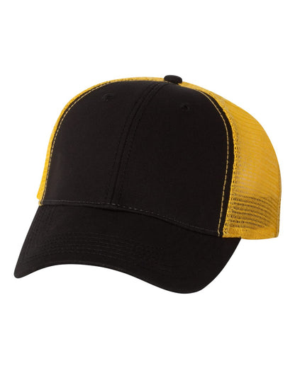 Valucap Bio-Washed Trucker Cap AH80 #color_Black/ Gold