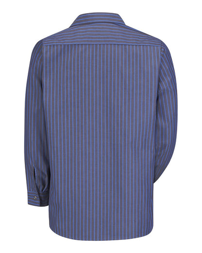 Red Kap Men's Tall Industrial Long Sleeve Work Shirt SP14T #color_Grey/ Blue Stripe