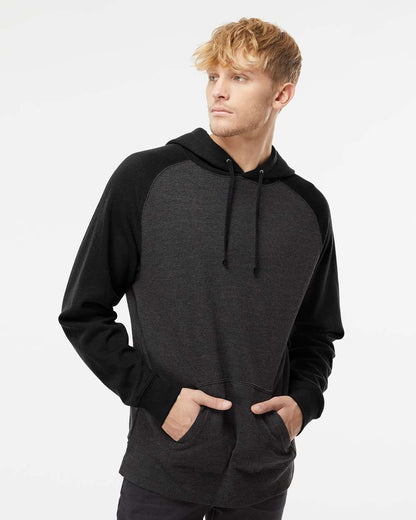 Independent Trading Co. Unisex Raglan Hooded Sweatshirt IND40RP #colormdl_Charcoal Heather/ Black