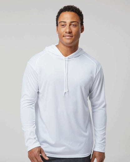 Badger B-Core Hooded Long Sleeve T-Shirt 4105 #colormdl_White