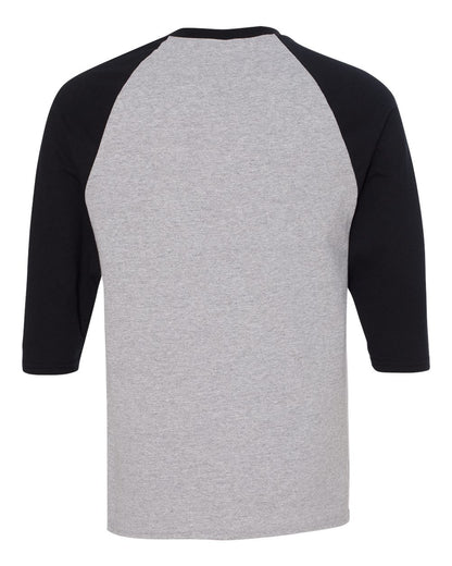 Gildan Unisex Heavy Cotton™ Raglan Three-Quarter Sleeve T-Shirt 5700 #color_Sport Grey/ Black