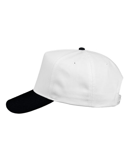 Valucap Five-Panel Twill Cap 8869 #color_White/ Black