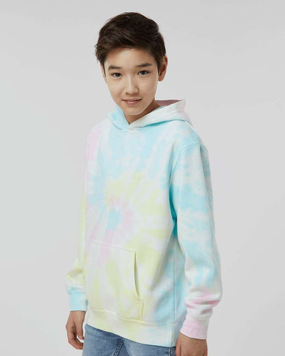 Independent Trading Co. Youth Midweight Tie-Dyed Hooded Sweatshirt PRM1500TD #colormdl_Tie Dye Sunset Swirl