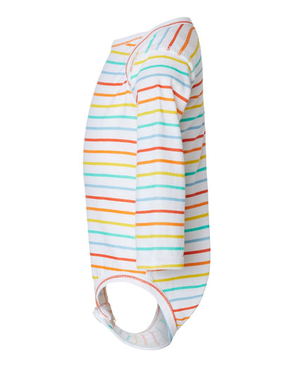 Rabbit Skins Infant Fine Jersey Long Sleeve Bodysuit 4421 #color_Rainbow Stripe