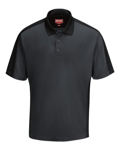 Red Kap Men's Performance Knit Two Tone Polo SK54 #color_Charcoal/ Black