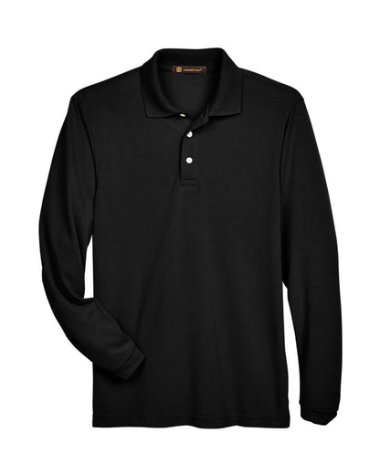 Harriton Men's Easy Blend™ Long Sleeve Polo M265L #color_Black