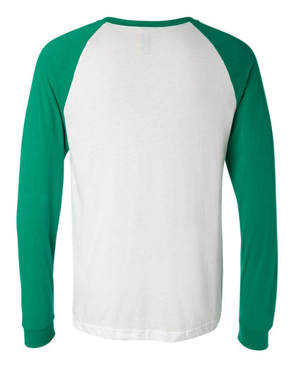 BELLA + CANVAS Men's Long Sleeve Jersey Baseball Tee 3000 #color_White/ Kelly