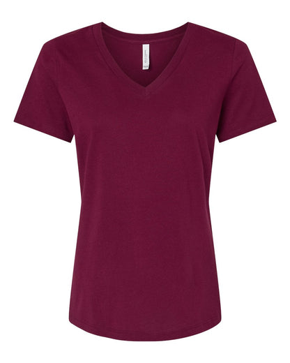 BELLA + CANVAS Women’s Relaxed Jersey V-Neck Tee 6405 #color_Maroon