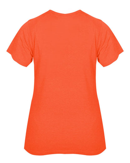 Badger Women’s Triblend Performance V-Neck Short Sleeve T-Shirt 4962 #color_Burnt Orange Heather