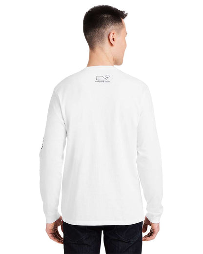 vineyard vines Unisex Long Sleeve Pocket T-Shirt V021214 #colormdl_White Cap/ Blue Blazer