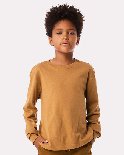 BELLA + CANVAS Youth 6oz. Heavyweight Long Sleeve Tee 3511Y #colormdl_Toast