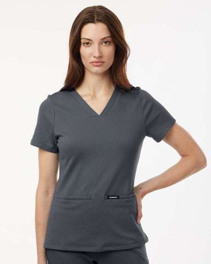 Jaanuu Women's Cesi Ultrasoft Scrub V-Neck Top W30003 #colormdl_Carbon Grey