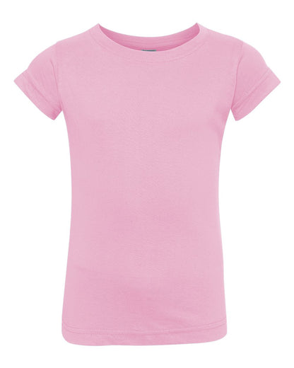 Rabbit Skins Toddler Girls Fine Jersey Tee 3316 #color_Pink