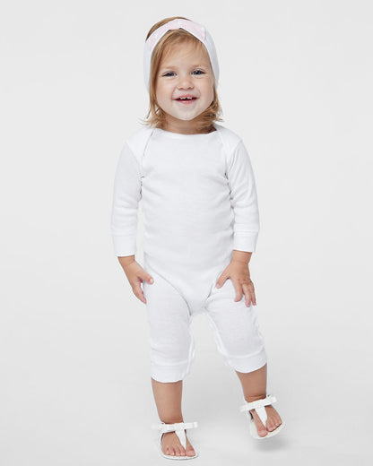 Rabbit Skins Infant Long Legged Baby Rib Bodysuit 4412 Rabbit Skins Infant Long Legged Baby Rib Bodysuit 4412