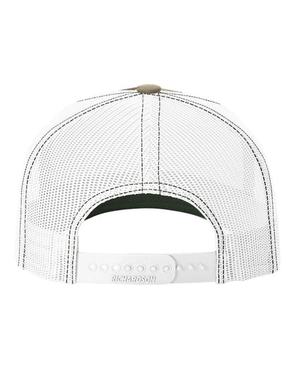 Richardson Five-Panel Printed Trucker Cap 112PFP #color_Green Camo/ White