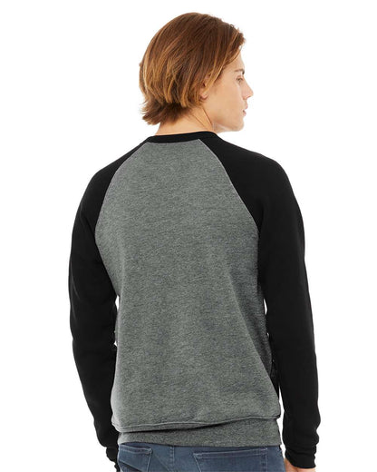 BELLA + CANVAS Sponge Fleece Raglan Crewneck Sweatshirt 3901 #colormdl_Deep Heather/ Black