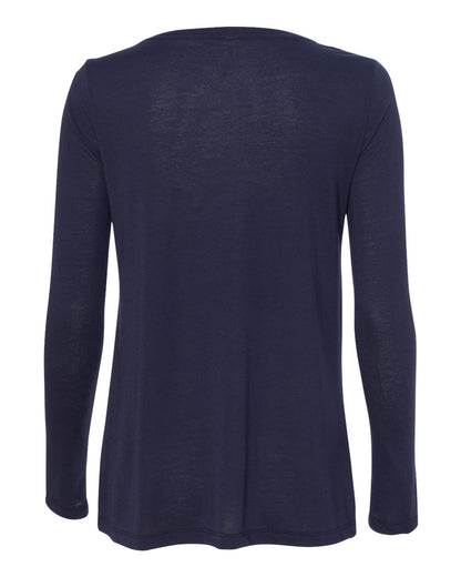 BELLA + CANVAS Women's Flowy Long Sleeve V-Neck Tee 8855 #color_Midnight