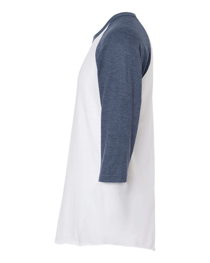 Tultex Unisex Fine Jersey Raglan T-Shirt 245 #color_White/ Heather Denim