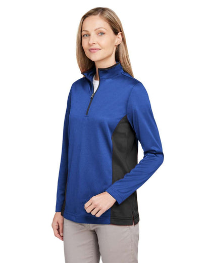 Harriton Women's Flash Snag Protection Plus IL Colorblock Quarter-Zip Pullover M786W #colormdl_True Royal/ Black