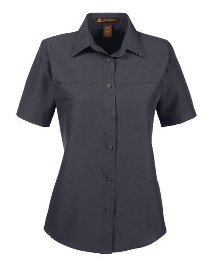 Harriton Women's Key West Short Sleeve Performance Staff Shirt M580W #color_Dark Charcoal