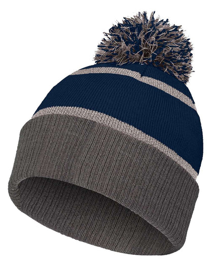 Holloway 8 1/2" Reflective Knit Beanie 223816 #color_Navy/ Carbon