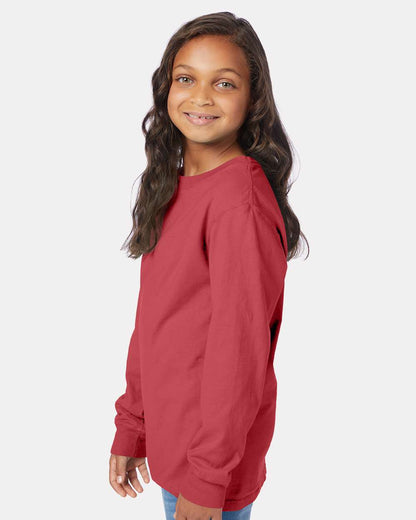 ComfortWash by Hanes Garment-Dyed Youth Long Sleeve T-Shirt GDH275 #colormdl_Crimson Fall