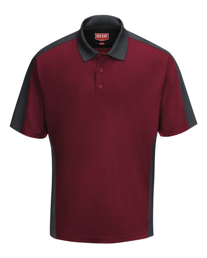 Red Kap Men's Performance Knit Two Tone Polo SK54 #color_Burgundy/ Charcoal