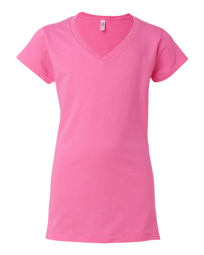 Gildan Women's Softstyle® V-Neck T-Shirt 64V00L #color_Azalea