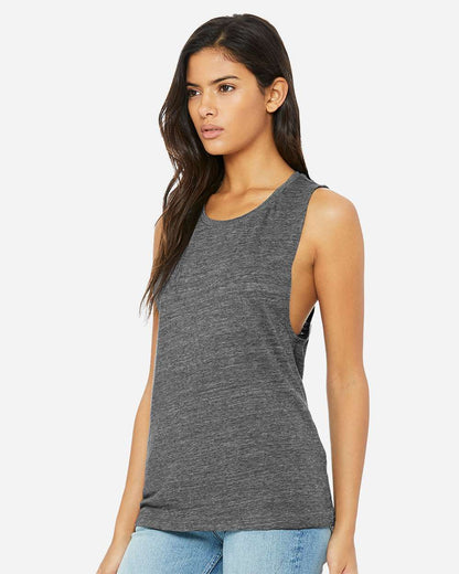 BELLA + CANVAS Women's Flowy Scoop Muscle Tank 8803 #colormdl_Asphalt Slub
