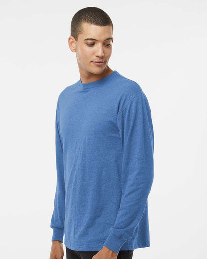 M&O Unisex Gold Soft Touch Long Sleeve T-Shirt 4820 #colormdl_Heather Royal