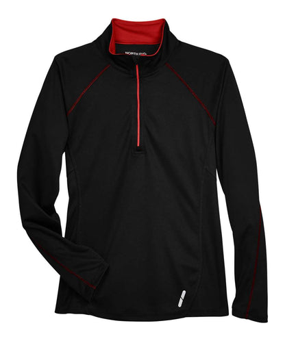 North End Women's Radar Performance Quarter-Zip Pullover 78187 #color_Black/ Classic Red