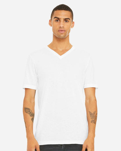 BELLA + CANVAS Unisex Triblend V-Neck Tee 3415 #colormdl_Solid White Triblend