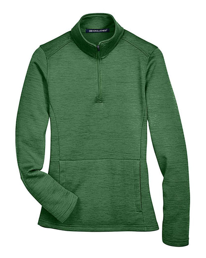Devon & Jones Women's Newbury Mélange Fleece Quarter-Zip Pullover DG798W #color_Forest Heather