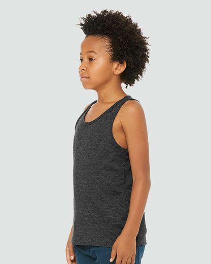 BELLA + CANVAS Youth Heather CVC Tank 3480YCVC #colormdl_Dark Grey Heather