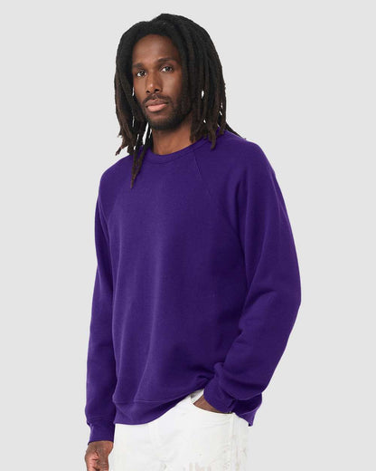 BELLA + CANVAS Sponge Fleece Raglan Crewneck Sweatshirt 3901 #colormdl_Team Purple