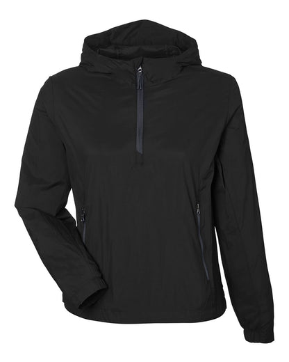 North End Women's Aura Lightweight Packable Anorak NE810W #color_Black/ Carbon