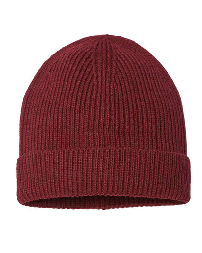 Atlantis Headwear Sustainable Fine Rib Cuffed Beanie ANDY #color_Burgundy