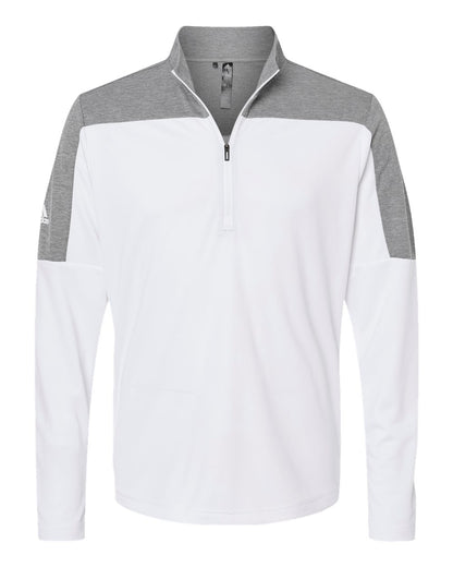 Adidas Men's Ultimate365 Lightweight Colorblocked Quarter-Zip Pullover A552 #color_White/ Grey Three Melange