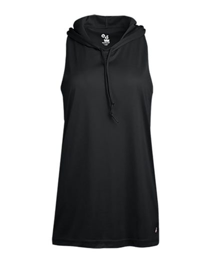 Badger Women's B-Core Racerback Hooded Tank Top 4111 #color_Black