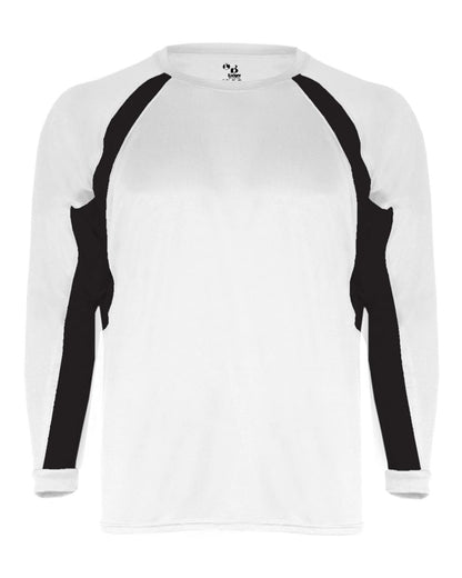 Badger B-Core Hook Long Sleeve T-Shirt 4154 #color_White/ Black